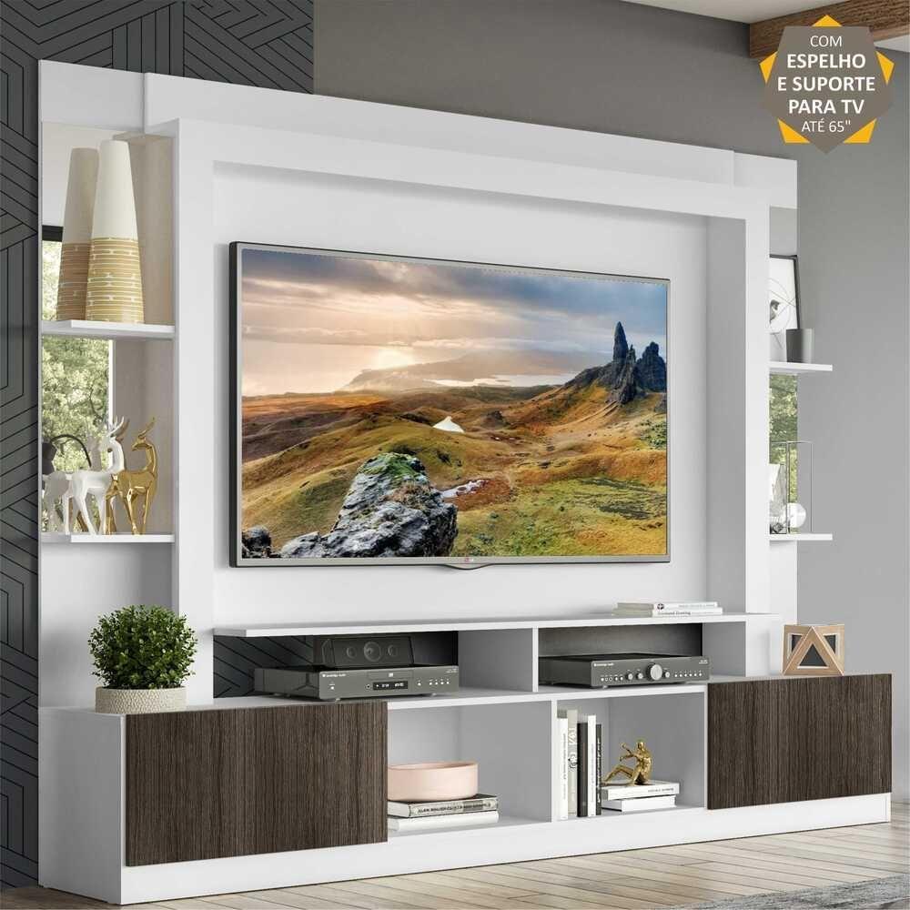 Rack com Painel Suporte Tv 65´´ com  Espelho Branco/Tenerife - 4