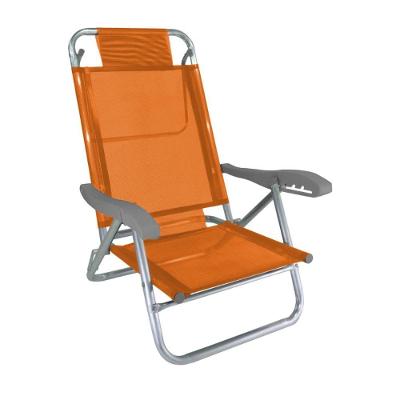 Cadeira De Praia Alumínio 5 Posições Banho De Sol Zaka Laranja