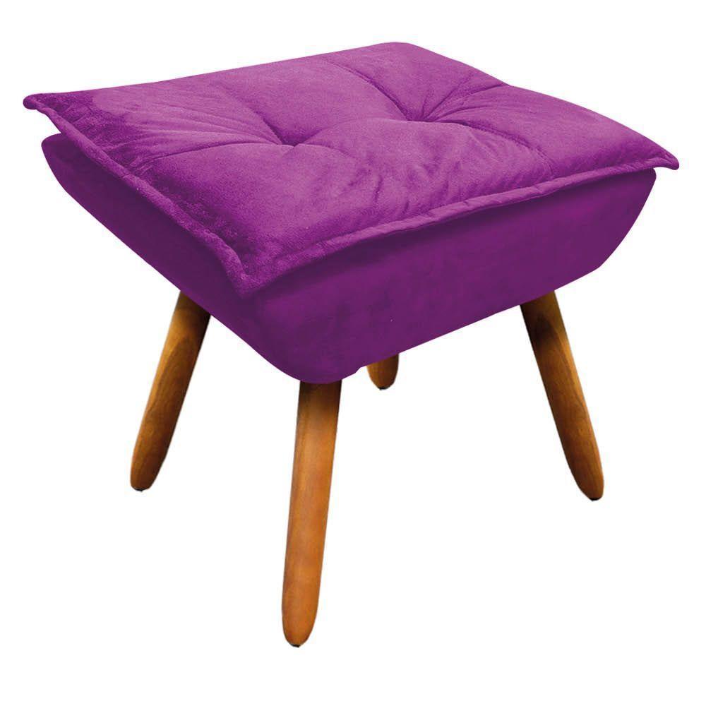 Kit 02 Poltronas Opala Com 01 Puff Opala Suede Pés Palito Castanho DRossi Roxo - 9