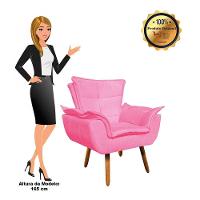 Kit 02 Poltronas Opala Com 01 Puff Opala Suede Pés Palito Castanho DRossi Rosa Barbie - 8