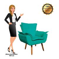 Kit 02 Poltronas Opala Com 01 Puff Opala Suede Pés Palito Castanho DRossi Verde Turquesa - 10