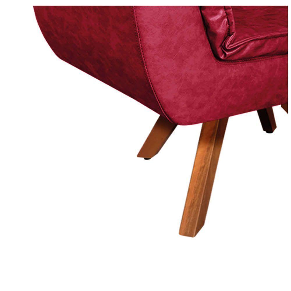 Poltrona Giratória Opala Corano Base Madeira Mm30 - DRossi Vermelho - 2