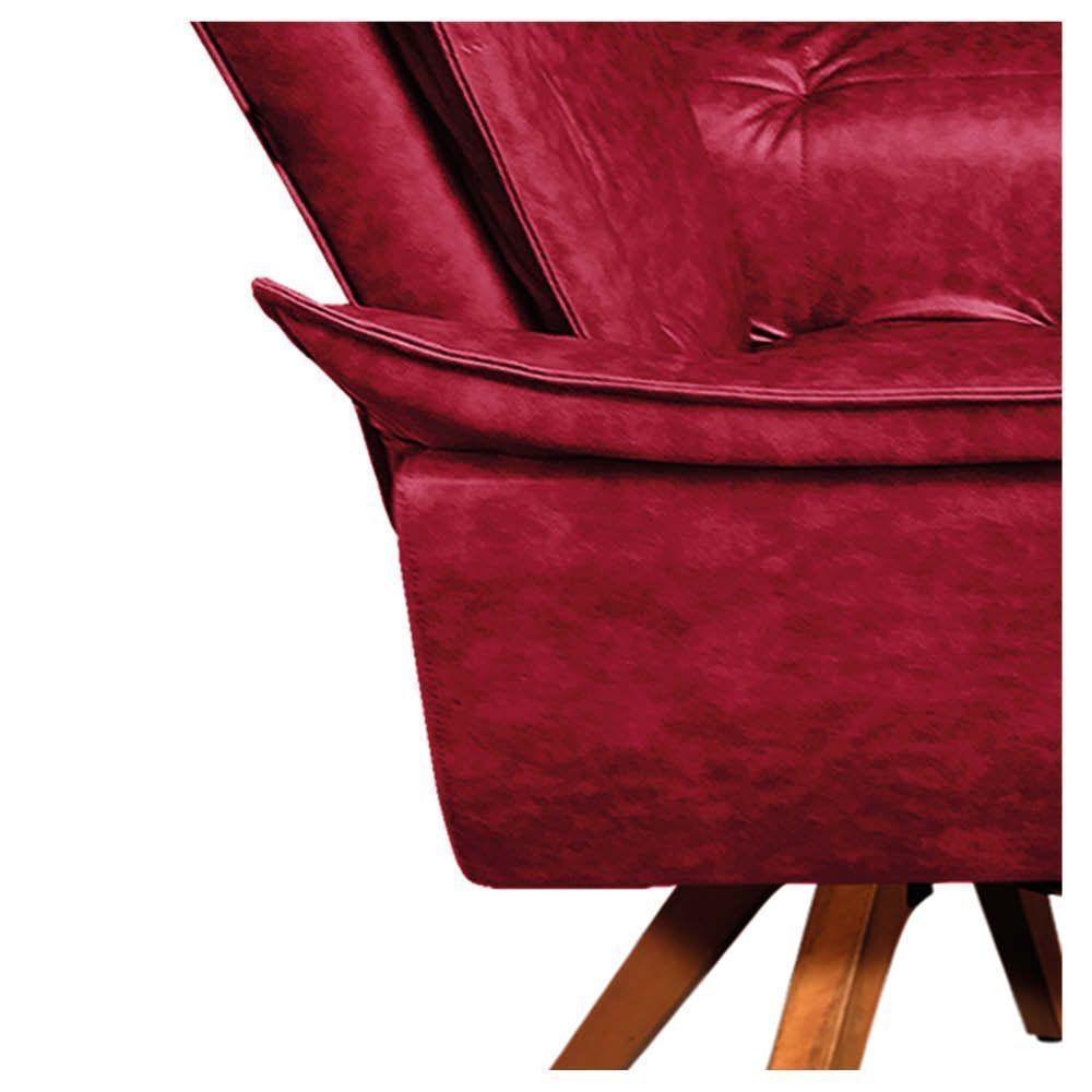 Poltrona Giratória Opala Corano Base Madeira Mm30 - DRossi Vermelho - 4