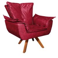 Poltrona Giratória Opala Corano Base Madeira Mm30 - DRossi Vermelho - 1