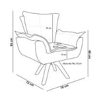 Poltrona Giratória Opala Corano Base Madeira Mm30 - DRossi Vermelho - 7