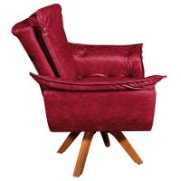 Poltrona Giratória Opala Corano Base Madeira Mm30 - DRossi Vermelho - 9