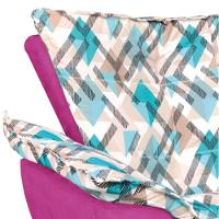 Kit 01 Namoradeira Com 02 Poltronas E 02 Puffs Opala Composê Suede Com Estampado Traçado Azul D33 Pés Palito Castanho Pink - 7