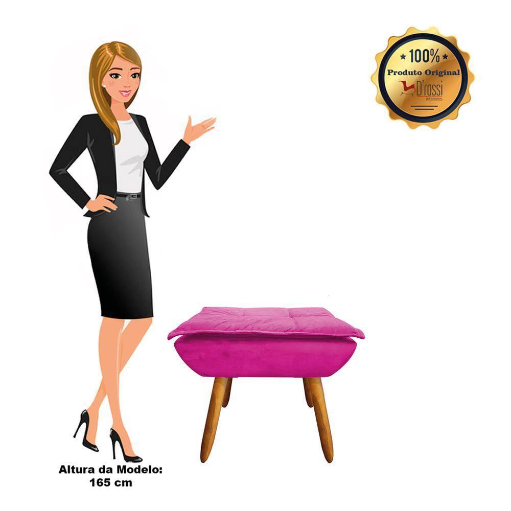 Kit 02 Poltronas Opala Com 01 Puff Opala Suede Pés Palito Castanho DRossi Pink - 4