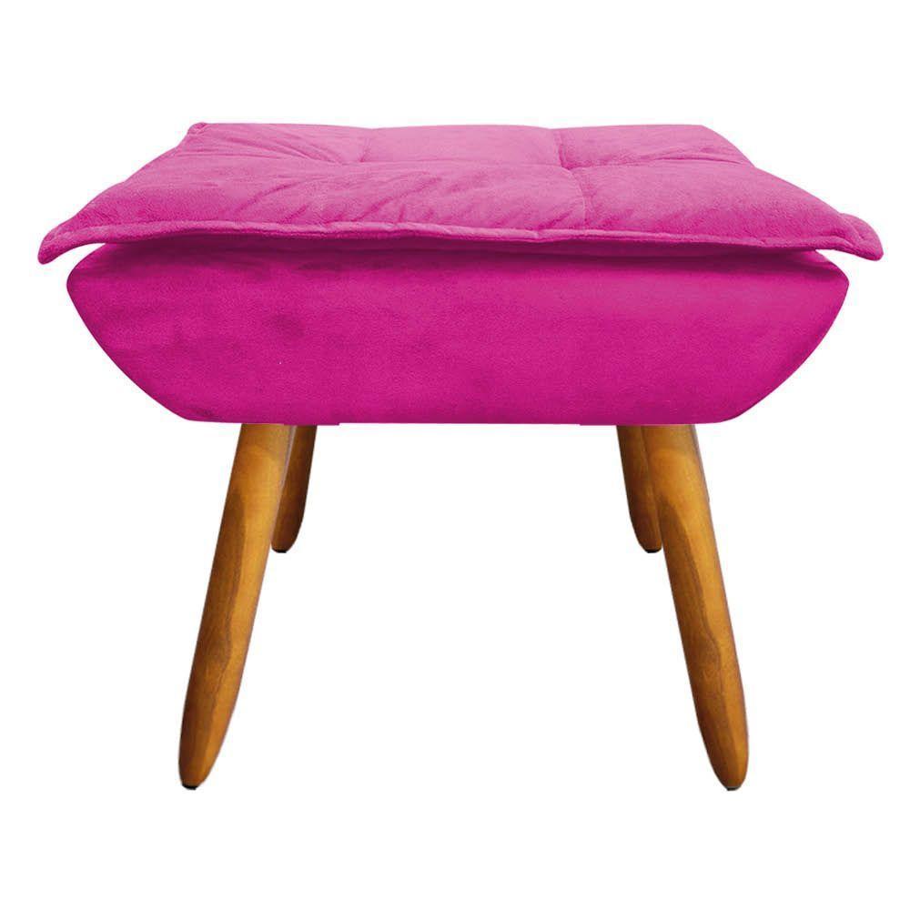 Kit 02 Poltronas Opala Com 01 Puff Opala Suede Pés Palito Castanho DRossi Pink - 5