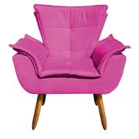 Kit 02 Poltronas Opala Com 01 Puff Opala Suede Pés Palito Castanho DRossi Pink - 3