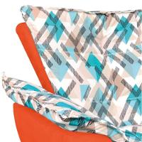 Kit 01 Namoradeira Com 02 Poltronas E 02 Puffs Opala Composê Suede Com Estampado Traçado Azul D33 Pés Palito Castanho Laranja - 7