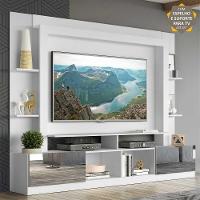 Rack com Painel Suporte Tv 65´´  Espelho Branco/Laca Fumê - 6