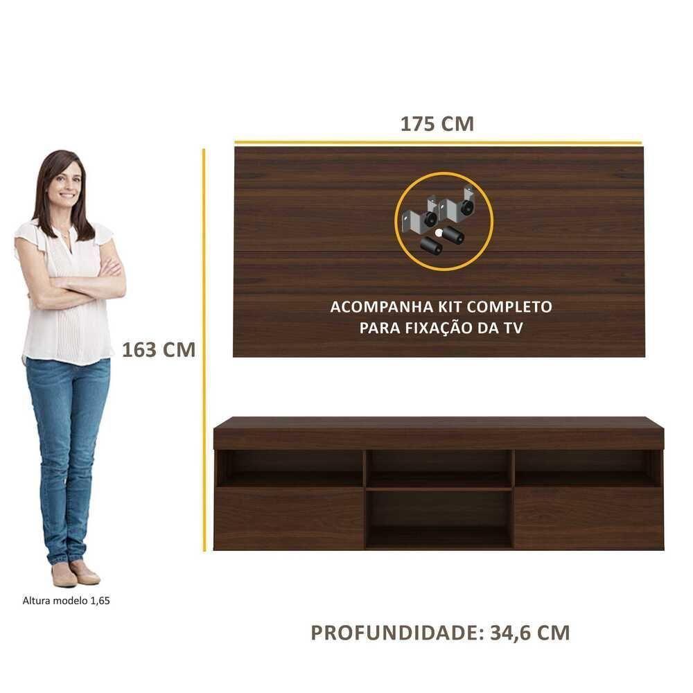 Rack Com Painel E Suporte Tv 65" Flórida Multimóveis V3112 Madeirado Duna - 4