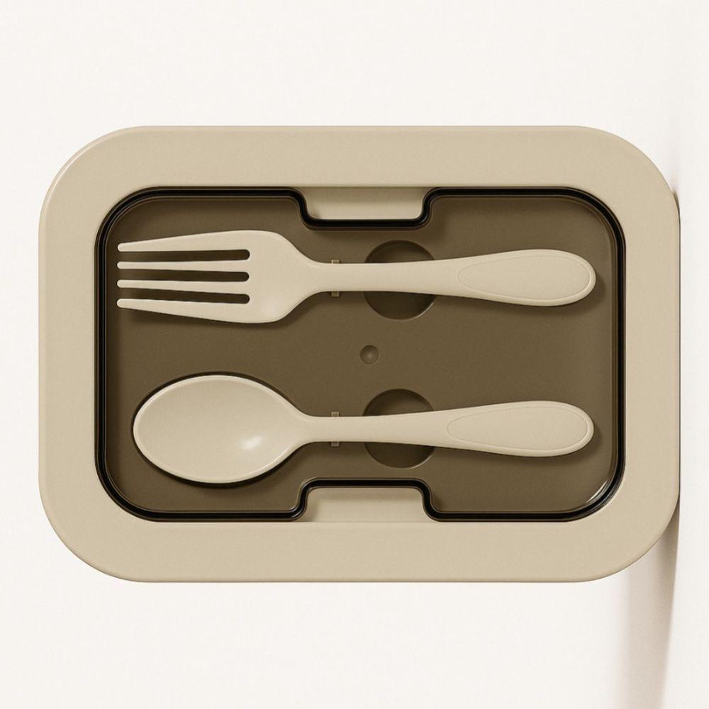 Kit Marmita Com Divisórias E Talheres Cinza - 1