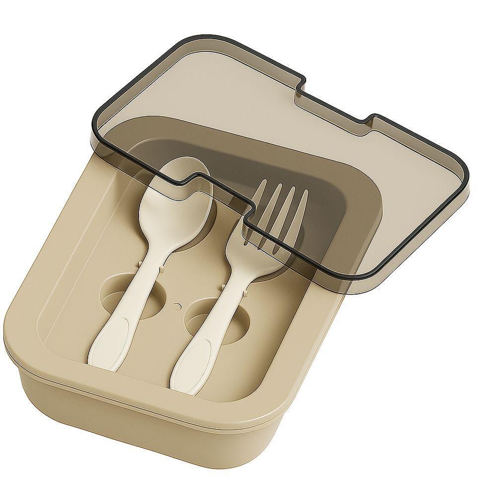 Kit Marmita Com Divisórias E Talheres Cinza - 3