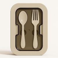 Kit Marmita Com Divisórias E Talheres Cinza - 2