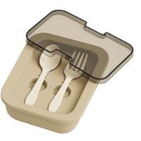 Kit Marmita Com Divisórias E Talheres Cinza - 3