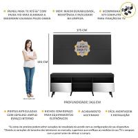 Rack Com Painel E Suporte Tv 65" Retrô Com Espelho Flórida Multimóveis V3142 Preto Preto - 6