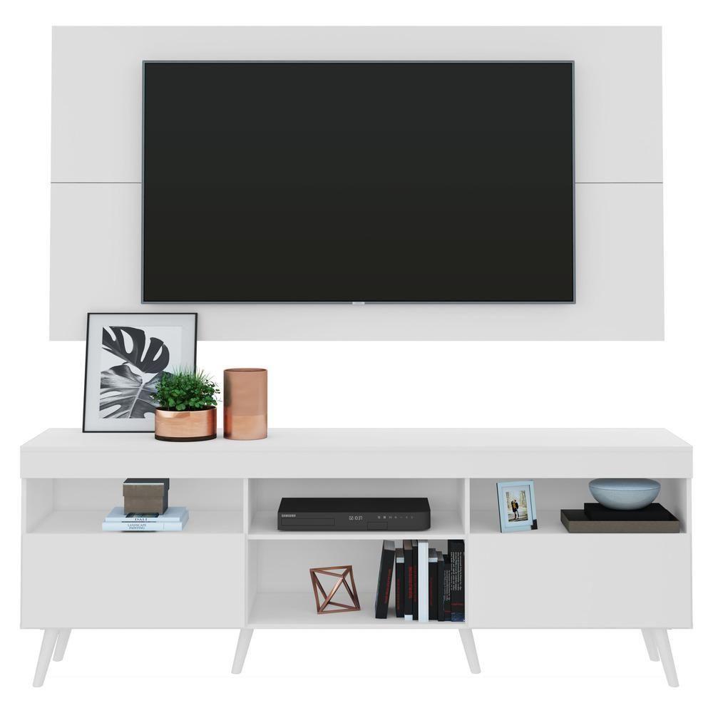 Rack Com Painel E Suporte Tv 65" Retrô Flórida Multimóveis V3134 Branco Branco - 1
