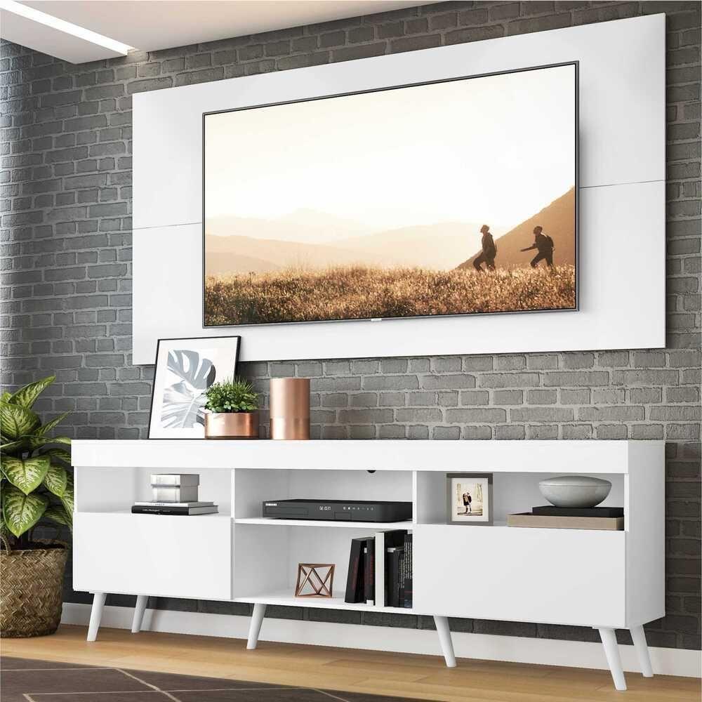 Rack Com Painel E Suporte Tv 65" Retrô Flórida Multimóveis V3134 Branco Branco - 7