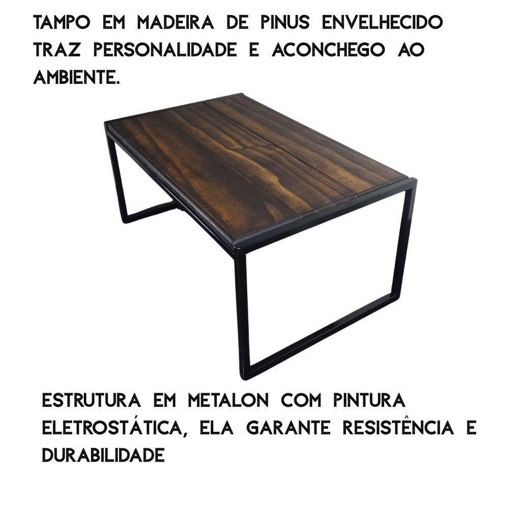 Mesa Ferro Madeira Design Clássico Sala Escritório Varanda - 5