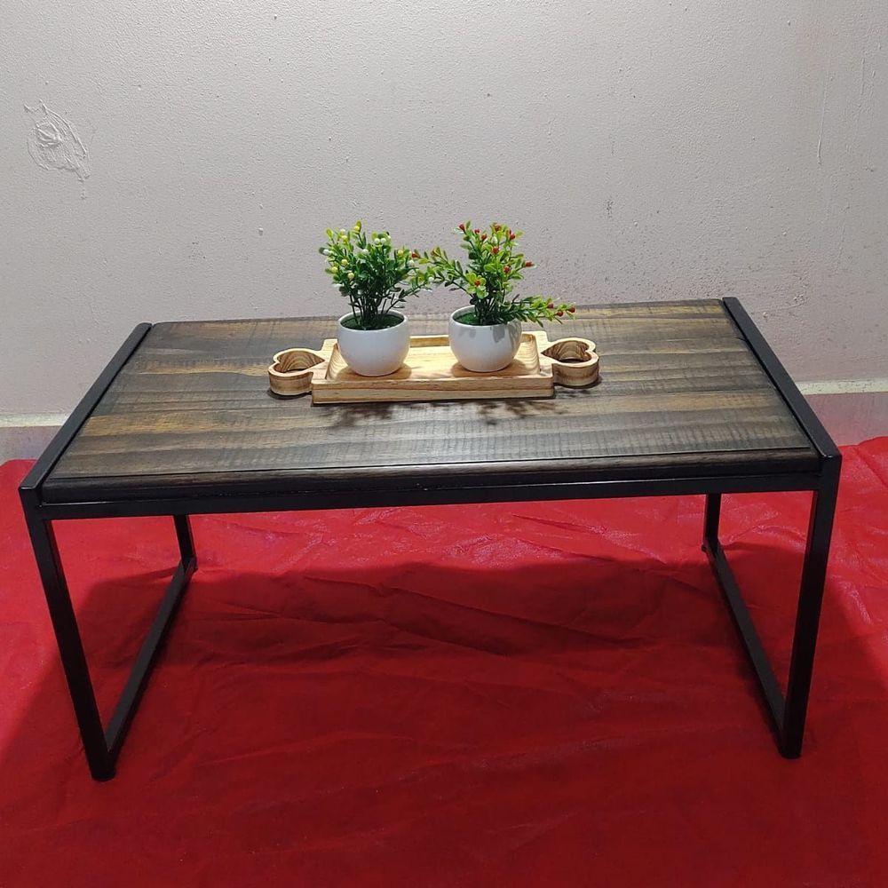 Mesa De Centro Retangular Sala Pés Ferro Estilo Retro Apoio - 7