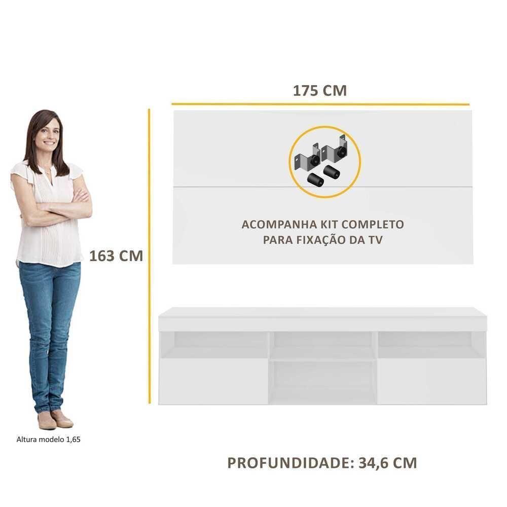 Rack Com Painel E Suporte Tv 65" Flórida Multimóveis V3112 Branco Branco - 4