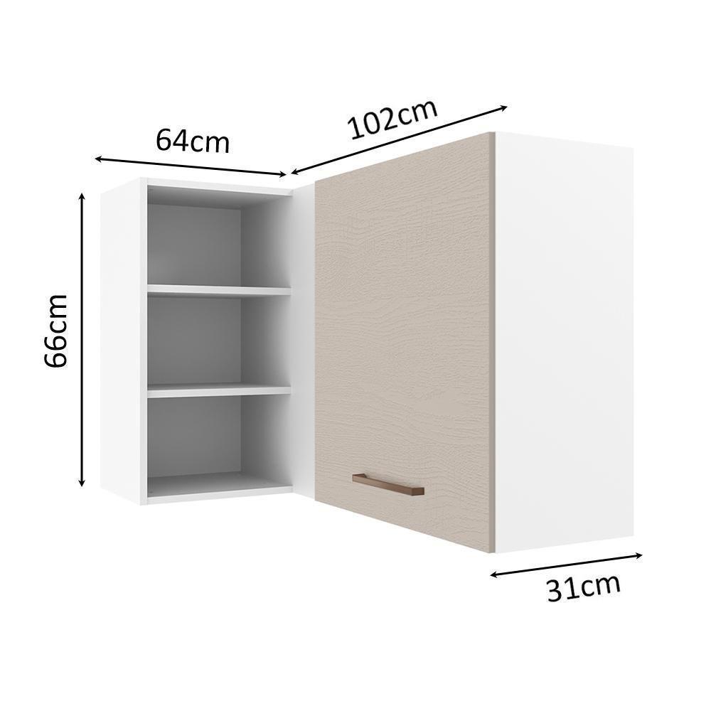 Armário Aéreo De Canto 1 Porta Para Linha De 60 Cm De Profundidade Branco/crema Agata Madesa - 9