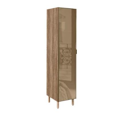 Gabinete Para Banheiro Com Porta Em Vidro Reflecta 50cm X 220cm Carvalho Rústico Mattie Jm Móveis