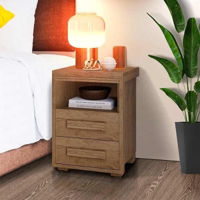 Conjunto 2 Mesas De Cabeceira Retrô 2 Gavetas 1 Nicho Castanho Yumi Shop Jm