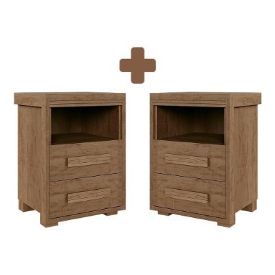 Mesinha Para Cabeceira 2 Unidades 42 X 38 Cm 2 Gavetas Castanho Ginza Jm Móveis