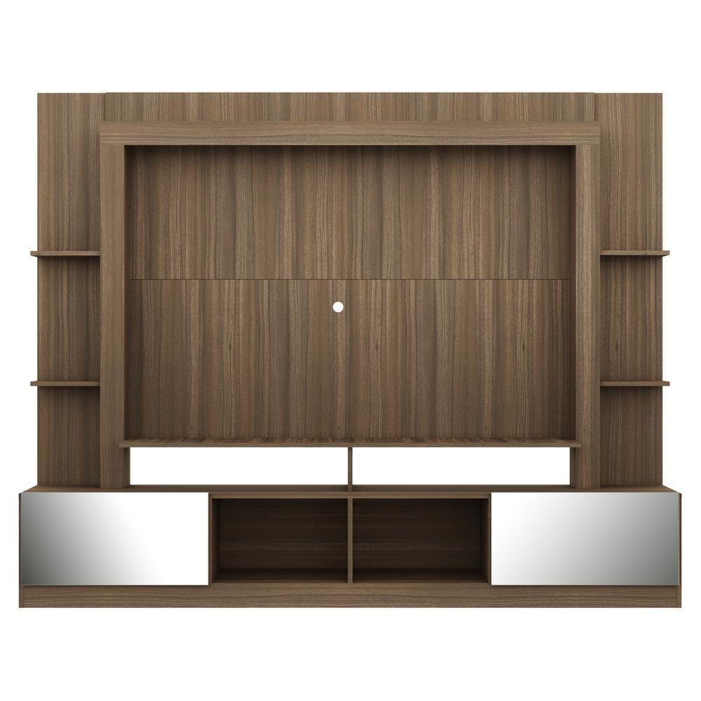 Rack com Painel Tv 65 Portas com Espelho Oslo Madeirado Fumê - 1