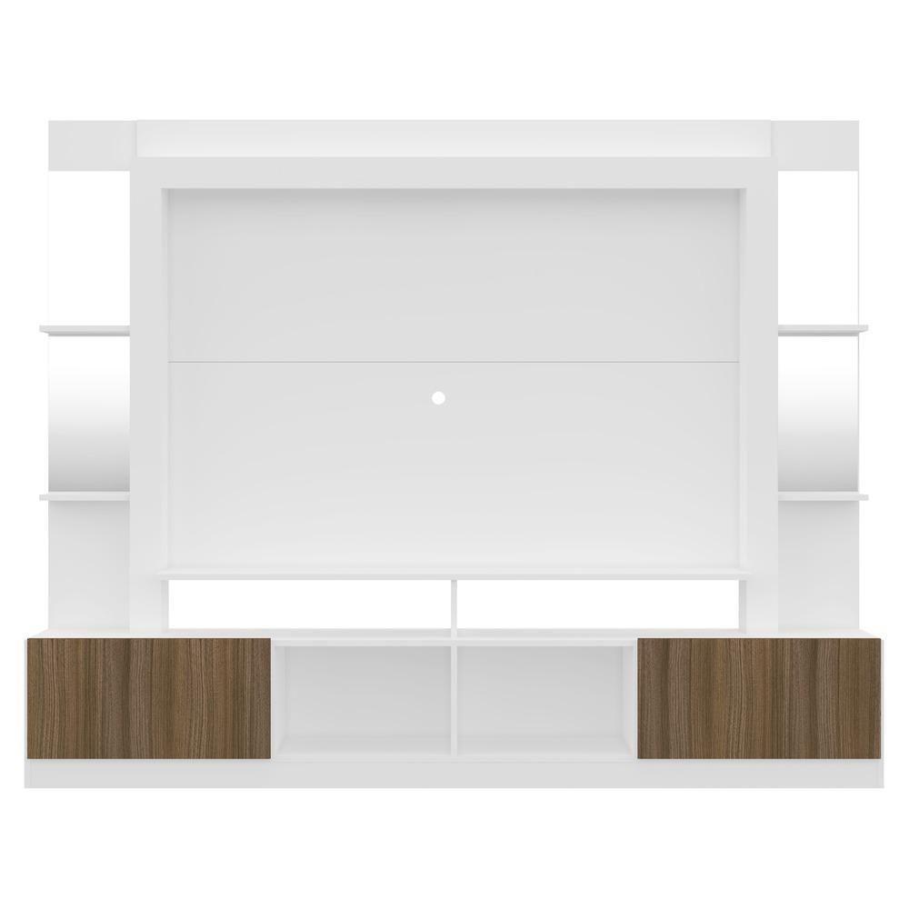 Rack com Painel Suporte Tv 65´´ com Espelho Branco/Madeirado - 3