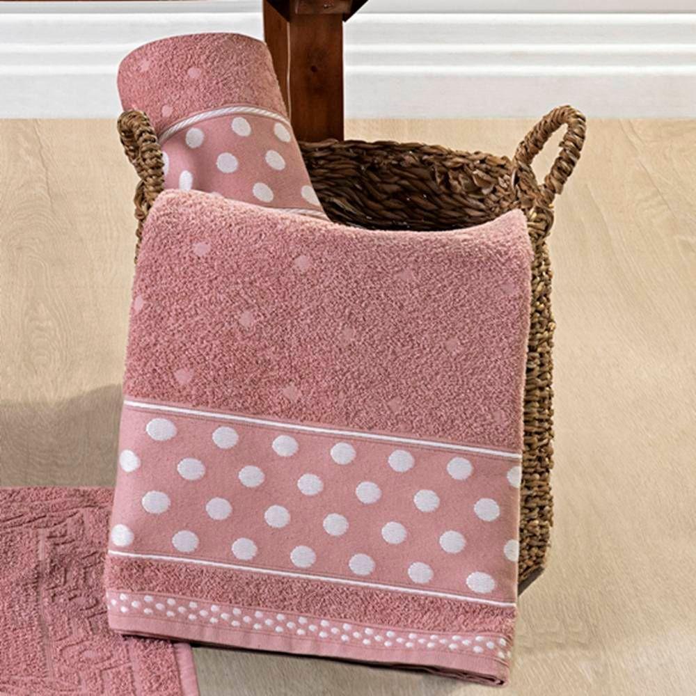 Jogo De Banho Petit Poa Algodão 5 Peças - Rosa Cha - 2