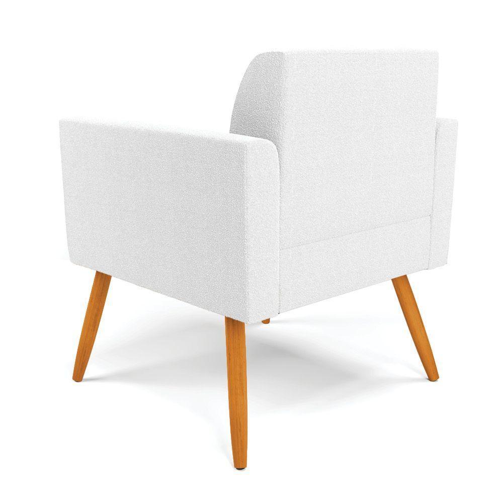 Poltrona Sala Estar Pé Palito Castanho Kit 2 Marisa Bouclê Off White D03 - DRossi - 7