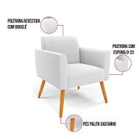 Poltrona Sala Estar Pé Palito Castanho Kit 2 Marisa Bouclê Off White D03 - DRossi - 3