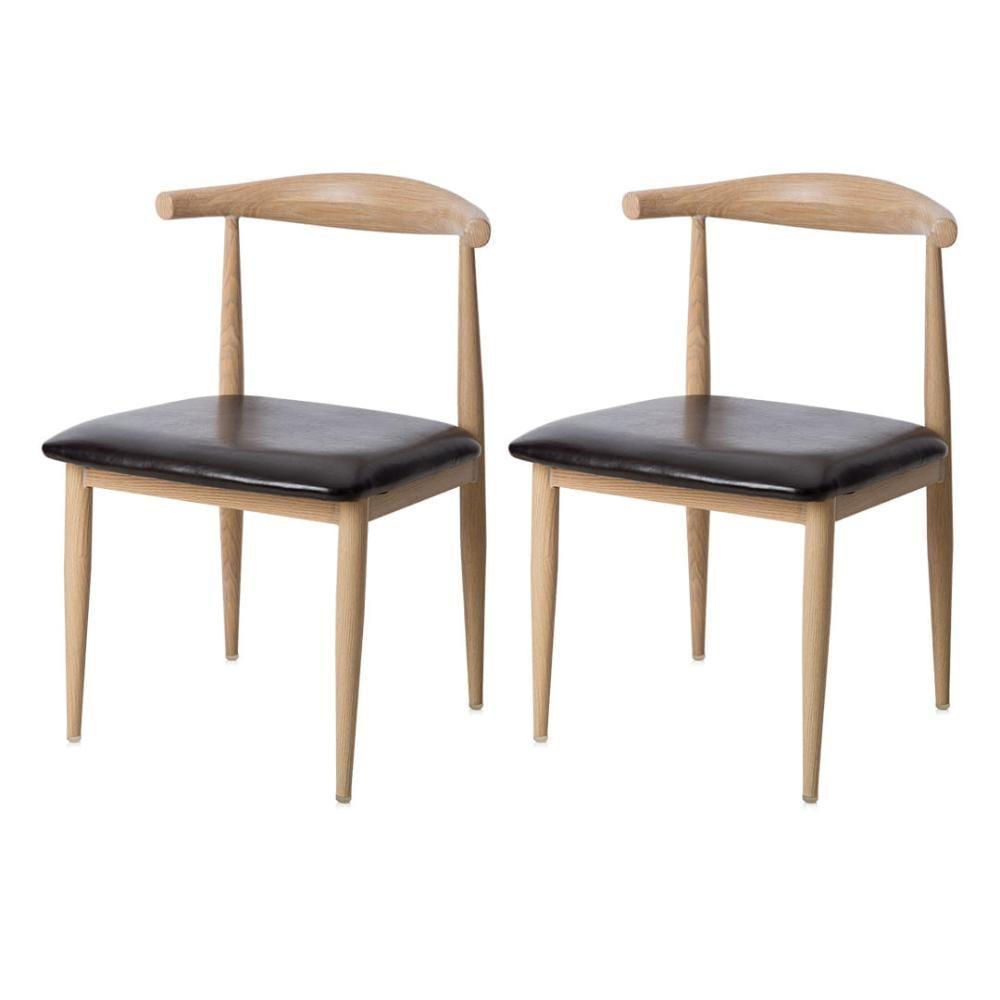 Kit 2 Cadeiras Elbow Chair Carina Anm6610f Anima Office Aço Com Revestimento Que Imita Madeira Clara Assento Em Pu Preto - 1