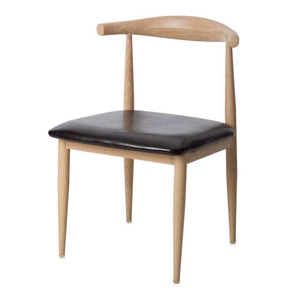 Kit 2 Cadeiras Elbow Chair Carina Anm6610f Anima Office Aço Com Revestimento Que Imita Madeira Clara Assento Em Pu Preto - 2