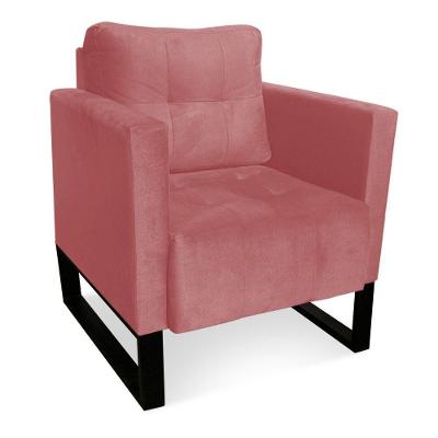 Poltrona Livia Suede Base Industrial Preto D01 - DRossi Rose