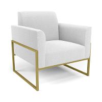 Poltrona Sala Estar Industrial Alta Dourado Marisa Bouclê Off White D03 - DRossi - 1