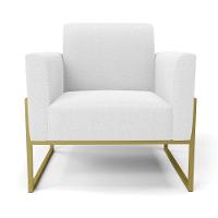 Poltrona Sala Estar Industrial Alta Dourado Marisa Bouclê Off White D03 - DRossi - 5