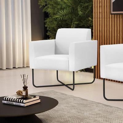 Poltrona Base X Industrial Preto Marisa Corino Branco