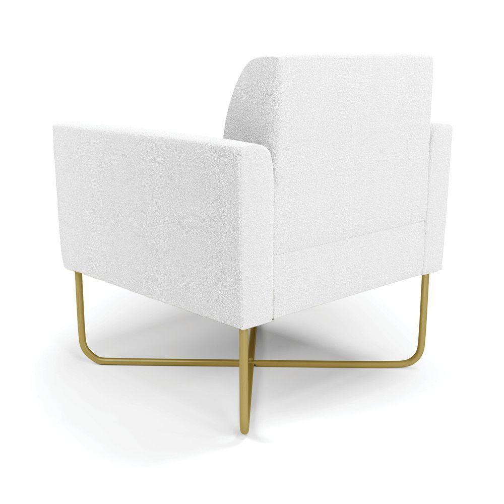 Poltrona Sala Base X Industrial Dourado Kit 2 Marisa Bouclê Off White D03 - DRossi - 6