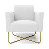 Poltrona Sala Base X Industrial Dourado Kit 2 Marisa Bouclê Off White D03 - DRossi