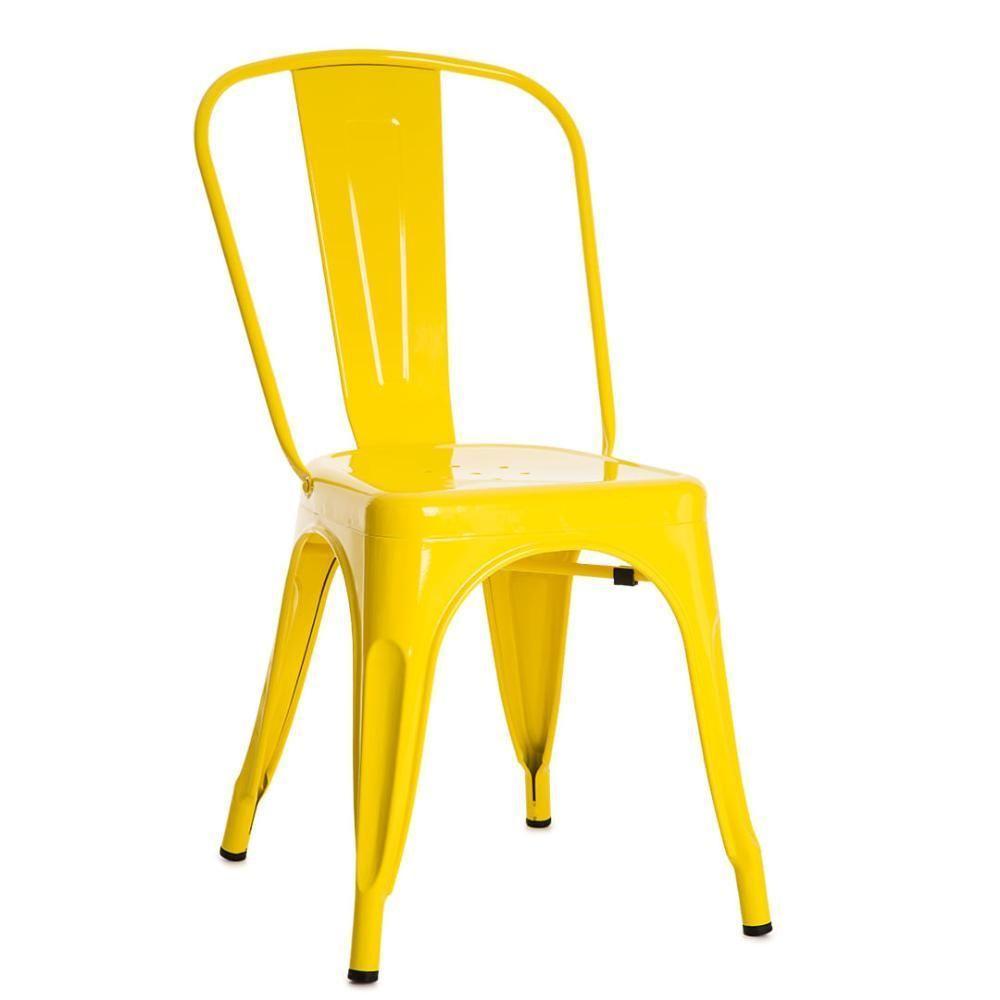 Kit 4 Cadeiras Tolix Iron Titan Anm6671f Anima Office Ferro Pintura Epóxi Amarelo - 3