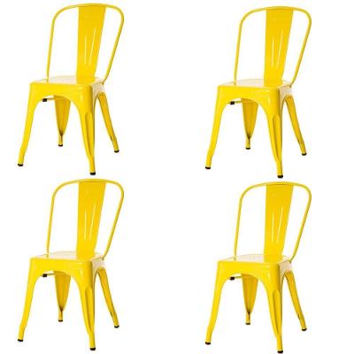 Kit 4 Cadeiras Tolix Iron Titan Anm6671f Anima Office Ferro Pintura Epóxi Amarelo