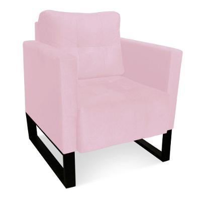 Poltrona Livia Suede Base Industrial Preto D01 - DRossi Rosa Bebê