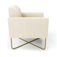 Kit 2 Poltronas Base X Industrial Dourado Marisa Veludo Bege