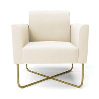 Kit 2 Poltronas Base X Industrial Dourado Marisa Veludo Bege - 6