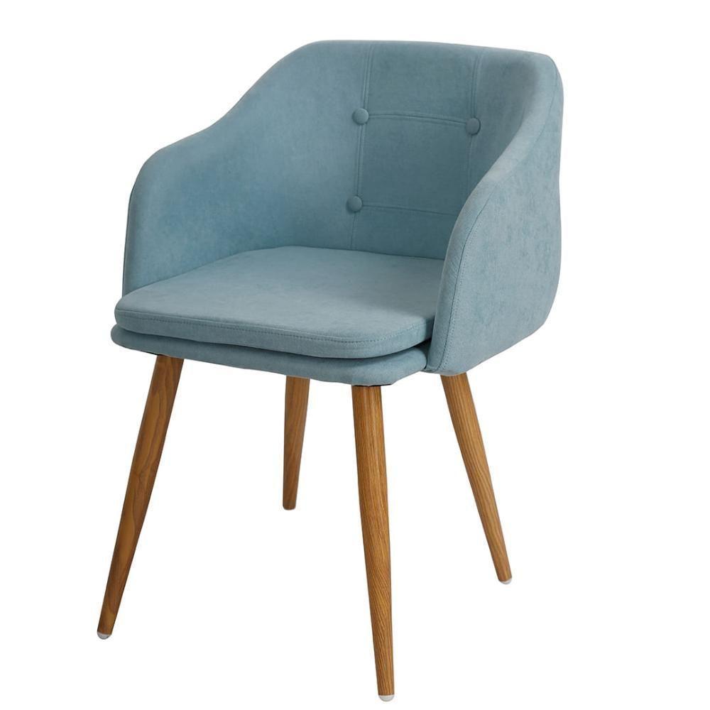 Kit 2 Cadeiras Com Braços Márcia Anm8011f Anima Office Estofada Em Tecido Azul Tiffany Base Em Aço Simulando Madeira - 2